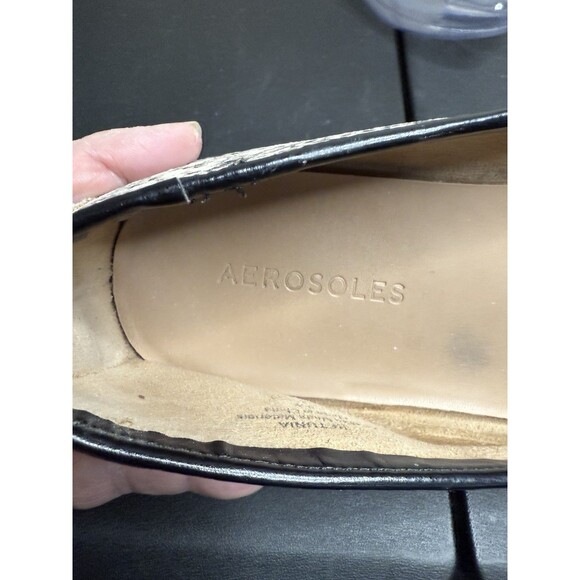 Aerosoles Loafers Women's Betunia Black Gray Slip On Shoe Leather Snakeskin 8W - Picture 8 of 9